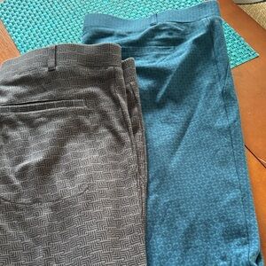 Women's Teal and Gray Patterned Yoga/Dress Pants